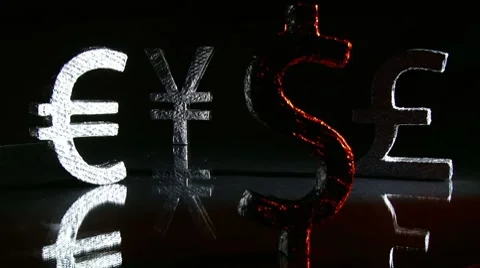 Currency symbols, dollar drop down, back Stock Footage 8829707