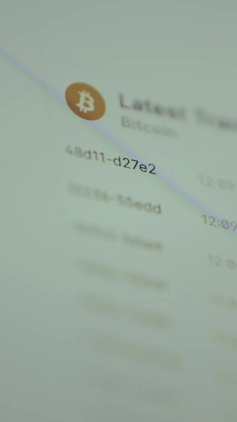 Currency transaction codes on crypto platform, latest transactions Video stock 327928869