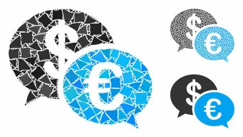 Currency transaction messages Composition Icon of Abrupt Elements Illustrazione stock