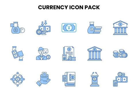 Currency Two Colour Icons Pack Stock Illustration