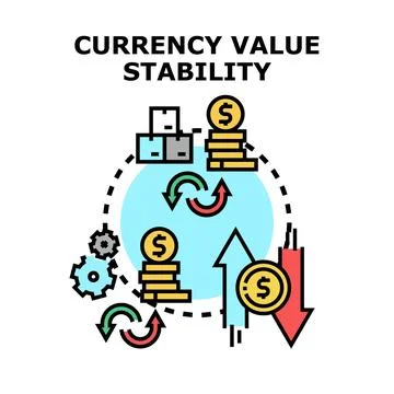 Currency value stability concept financial market fluctuations Stockillustratie