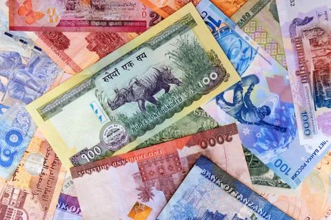 Currency of various countries Stock Photos