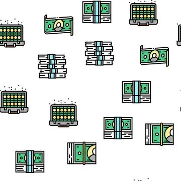 Currency Video Games Vector Seamless Pattern Stockillustratie