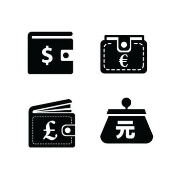 Currency on Wallet set Stock Illustration