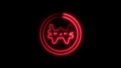 Currency Won Outline Icon in HD Video Neon Animation 库存影片 304552855