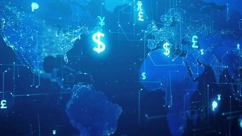 Currency World Background in blue Stock Footage 239019753