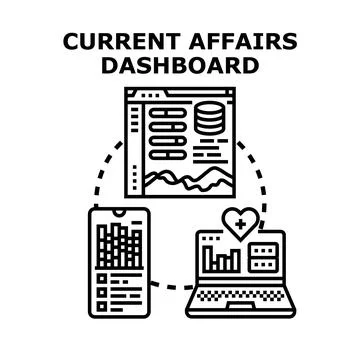 Current affairs dashboard analytics across multiple devices Stock Illustration