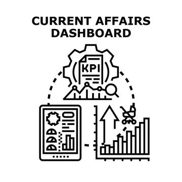 Current affairs dashboard analytics data visualization concept Stock Illustration