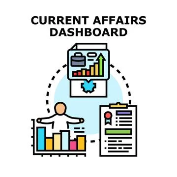 Current affairs dashboard presenting business analytics and data Stockillustratie