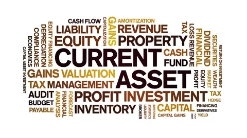 Current Asset animated word cloud,animation kinetic typography seamless loop. Stock Footage 310063496