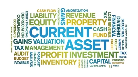 Current Asset animated word cloud,animation kinetic typography seamless loop. Stock Footage 310063506