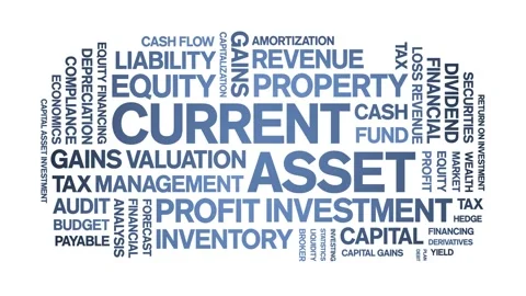 Current Asset animated word cloud,animation kinetic typography seamless loop. Stock Footage 310063528