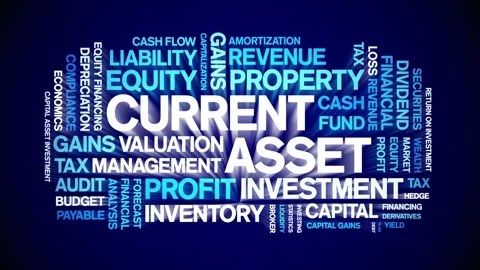 Current Asset animated word cloud,animation kinetic typography seamless loop. Stock Footage 310063838