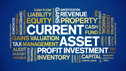 Current Asset animated word cloud,animation kinetic typography seamless loop. Stock Footage 310064195