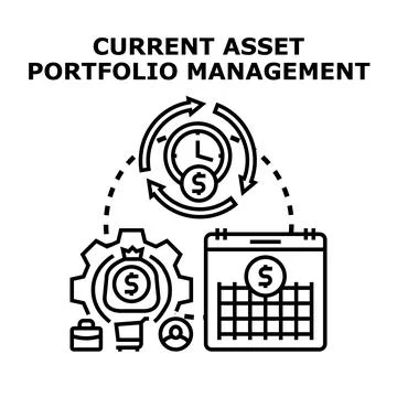 Current asset portfolio management planning investment strategy Stock Illustration