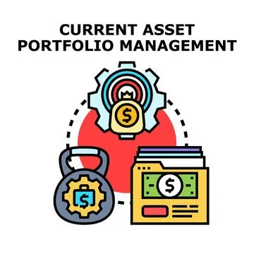 Current asset portfolio management strategy optimizing investment Stock Illustration