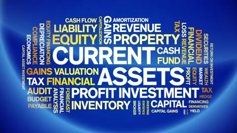 Current Assets animated word cloud,animation kinetic typography seamless loop. Stock Footage 310041401