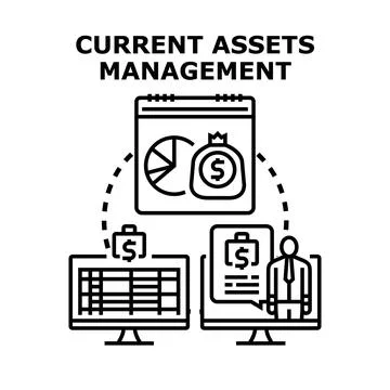 Current assets management calculating financial investment strategy Illustrazione stock