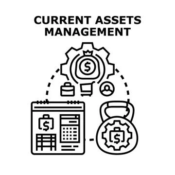 Current assets management financial planning process Stock Illustration