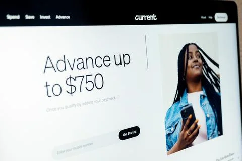 Current banking app showing advance payment Stock Photos