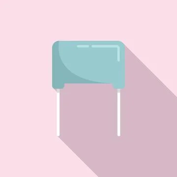 Current capacitor icon flat . Circuit resistor Stock Illustration
