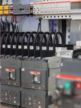 Current circuit breakers and differential circuit breakers. Stock Photos