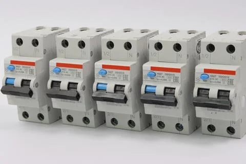 Current circuit breakers. Stock Photos