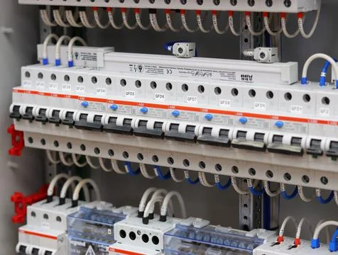 Current circuit breakers. Stock Photos