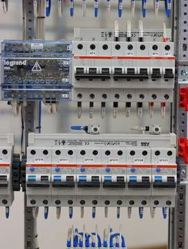 Current circuit breakers. Stock Photos