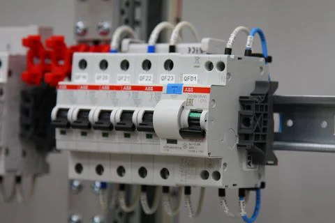 Current circuit breakers. Stock Photos