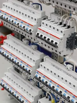 Current circuit breakers. Stock Photos