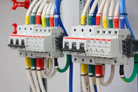 Current circuit breakers. Stock Photos