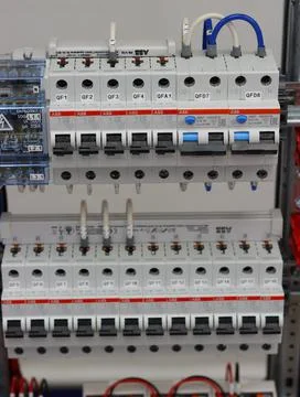 Current circuit breakers. Stock Photos