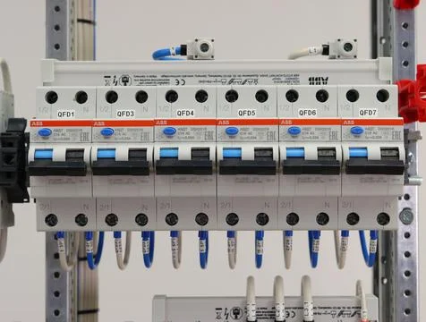 Current circuit breakers. Stock Photos