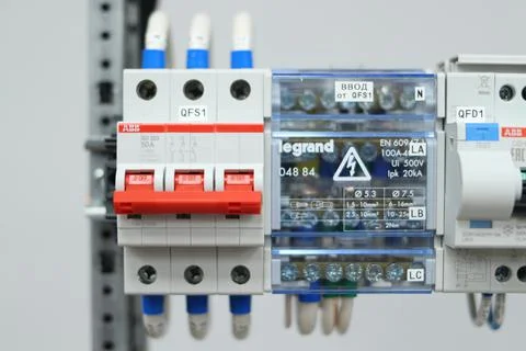 Current circuit breakers. Stock Photos