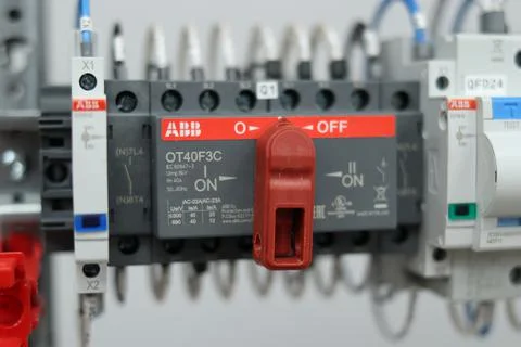Current circuit breakers. Stock Photos