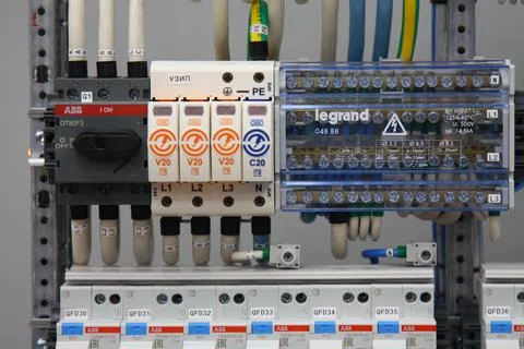 Current circuit breakers. Stock Photos