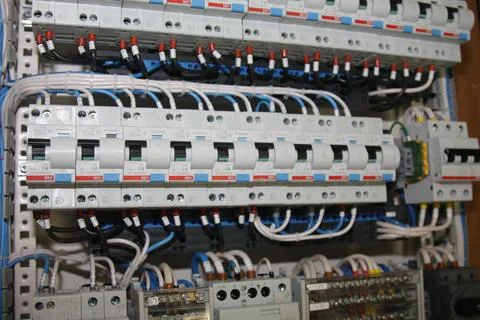 Current circuit breakers. Stock Photos