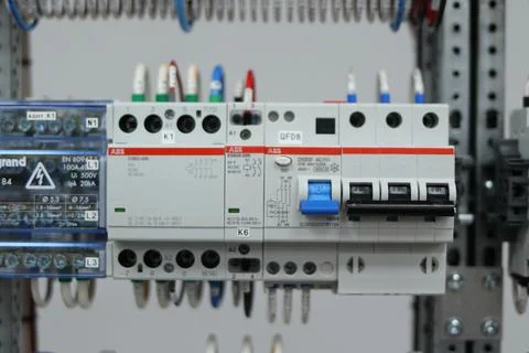 Current circuit breakers. Stock Photos