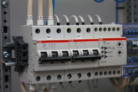 Current circuit breakers. Stock Photos