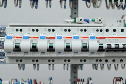 Current circuit breakers. Stock Photos