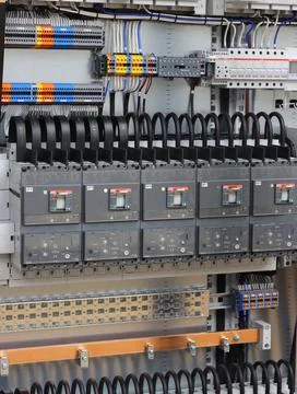 Current circuit breakers. Stock Photos