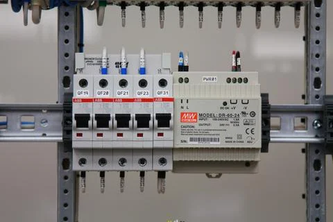 Current circuit breakers. Stock Photos