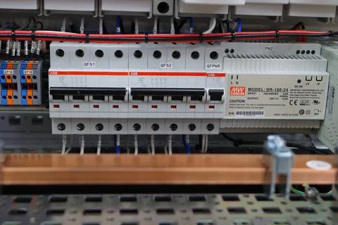 Current circuit breakers. Stock Photos