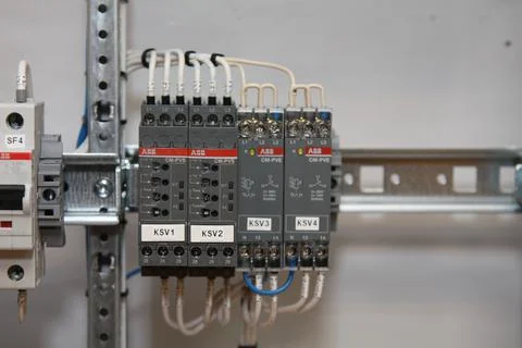 Current circuit breakers. Stock Photos