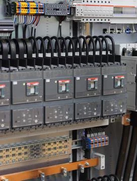 Current circuit breakers. Stock Photos