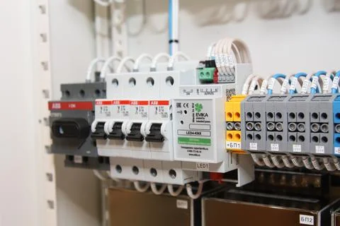 Current circuit breakers. Stock Photos