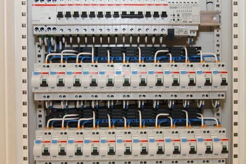 Current circuit breakers. Stock Photos