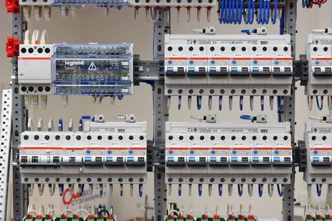 Current circuit breakers. Stock Photos