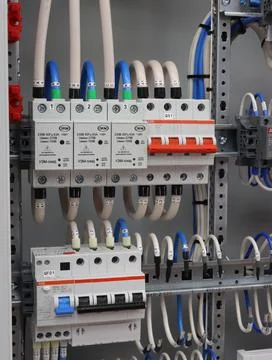 Current circuit breakers. Stock Photos